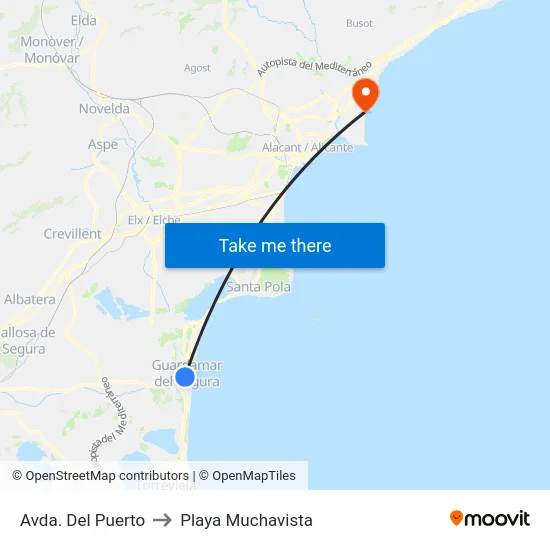 Avda. Del Puerto to Playa Muchavista map