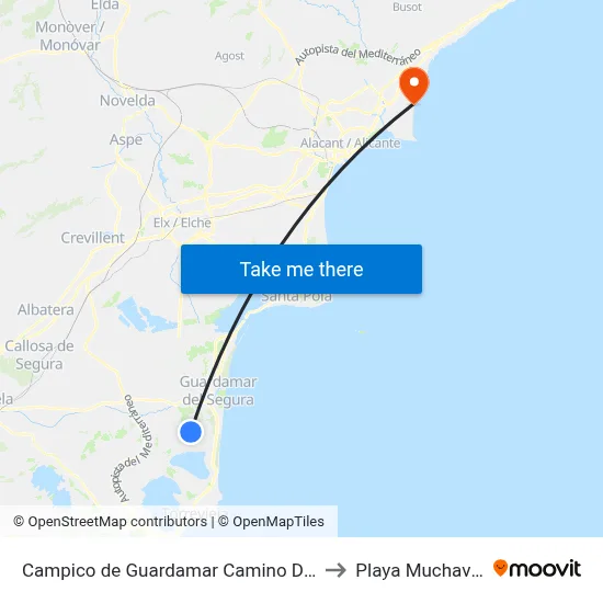 Campico de Guardamar Camino Del Dos to Playa Muchavista map