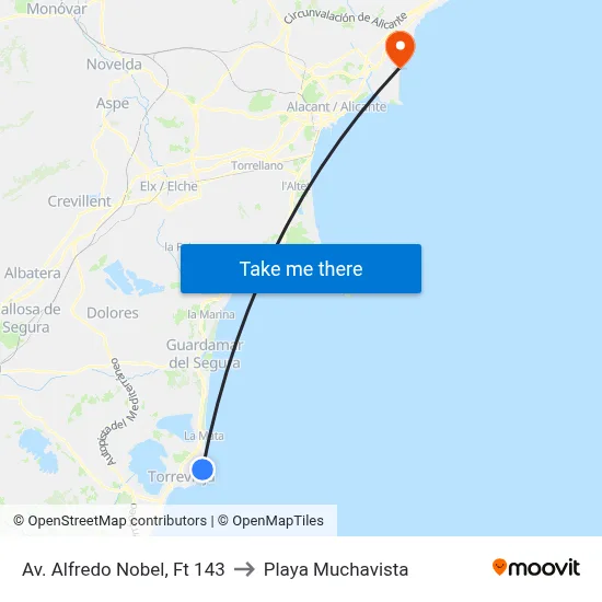 Av. Alfredo Nobel, Ft 143 to Playa Muchavista map