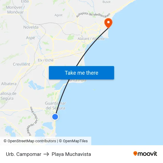 Urb. Campomar to Playa Muchavista map