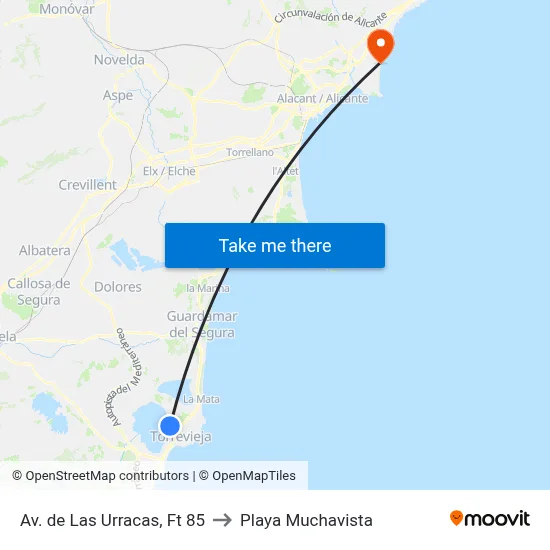 Av. de Las Urracas, Ft 85 to Playa Muchavista map