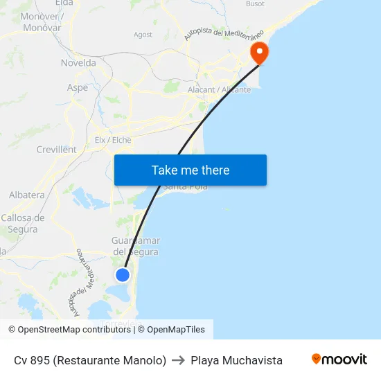 Cv 895 (Restaurante Manolo) to Playa Muchavista map