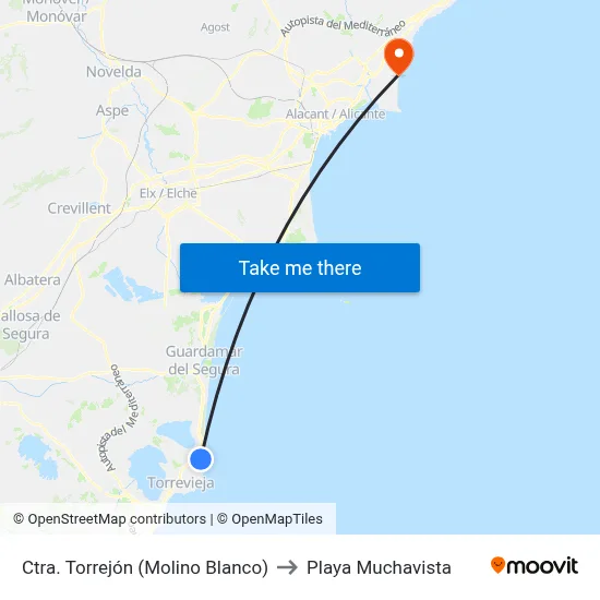 Ctra. Torrejón (Molino Blanco) to Playa Muchavista map