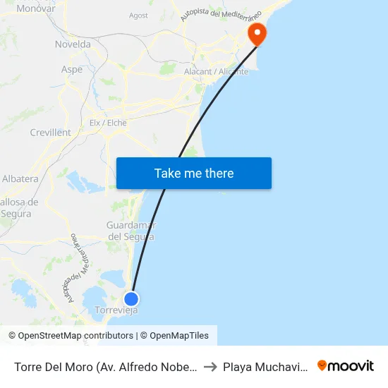 Torre Del Moro (Av. Alfredo Nobel, 9) to Playa Muchavista map