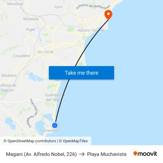 Magani (Av. Alfredo Nobel, 226) to Playa Muchavista map