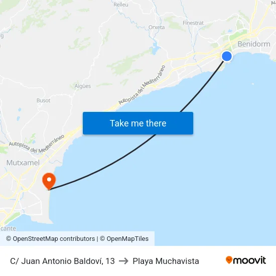 C/ Juan Antonio Baldoví, 13 to Playa Muchavista map