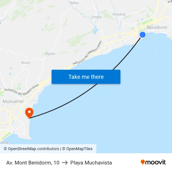 Av. Mont Benidorm, 10 to Playa Muchavista map