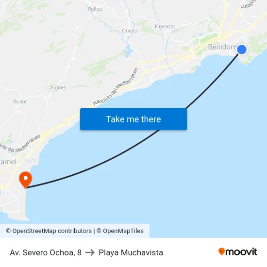 Av. Severo Ochoa, 8 to Playa Muchavista map