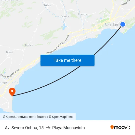 Av. Severo Ochoa, 15 to Playa Muchavista map