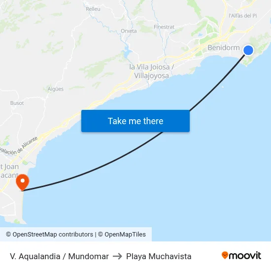V. Aqualandia / Mundomar to Playa Muchavista map