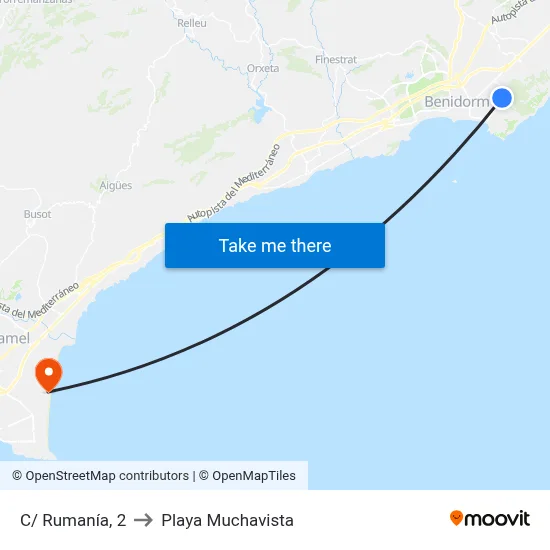 C/ Rumanía, 2 to Playa Muchavista map