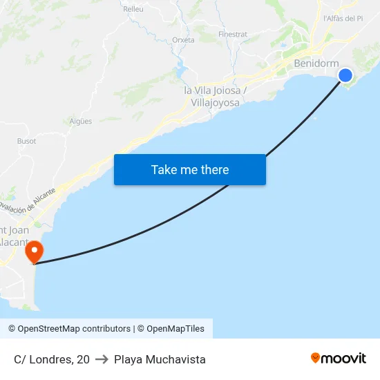 C/ Londres, 20 to Playa Muchavista map