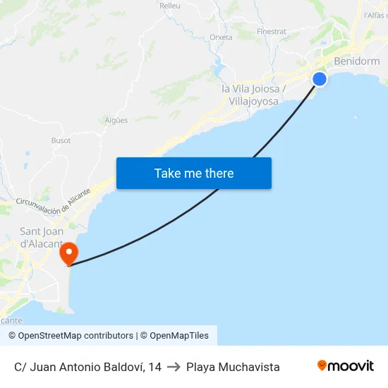 C/ Juan Antonio Baldoví, 14 to Playa Muchavista map
