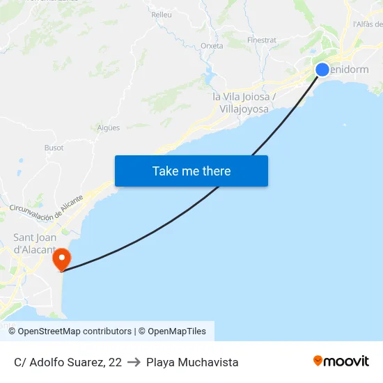 C/ Adolfo Suarez, 22 to Playa Muchavista map