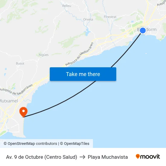 Av. 9 de Octubre (Centro Salud) to Playa Muchavista map