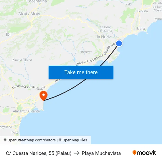 C/ Cuesta Narices, 55 (Palau) to Playa Muchavista map