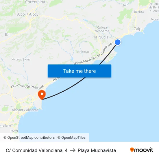 C/ Comunidad Valenciana, 4 to Playa Muchavista map