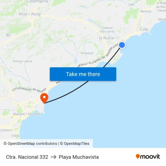 Ctra. Nacional 332 to Playa Muchavista map