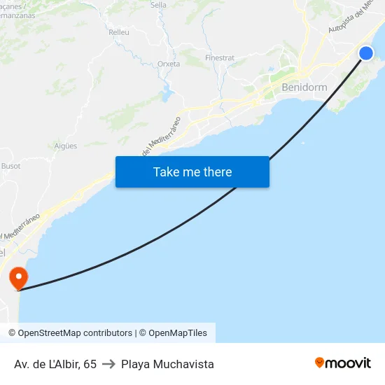 Av. de L'Albir, 65 to Playa Muchavista map