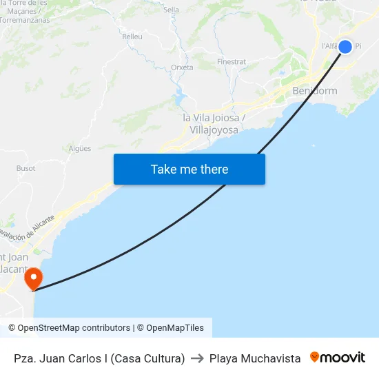 Pza. Juan Carlos I (Casa Cultura) to Playa Muchavista map