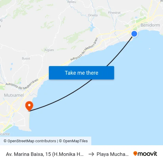 Av. Marina Baixa, 15 (H.Monika Holidays) to Playa Muchavista map
