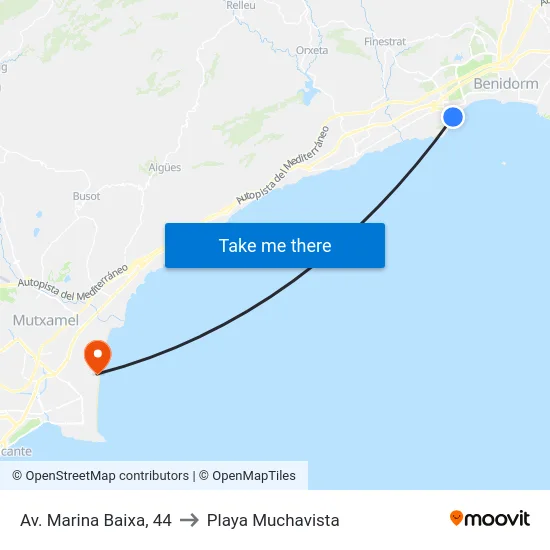 Av. Marina Baixa, 44 to Playa Muchavista map
