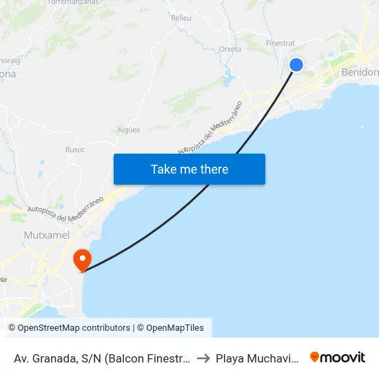 Av. Granada, S/N (Balcon Finestrat) to Playa Muchavista map