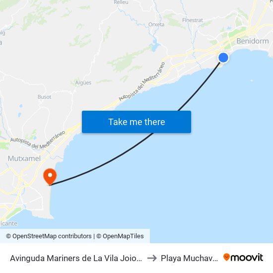 Avinguda Mariners de La Vila Joiosa, 12 to Playa Muchavista map