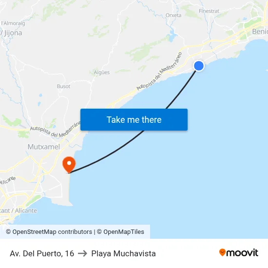 Av. Del Puerto, 16 to Playa Muchavista map