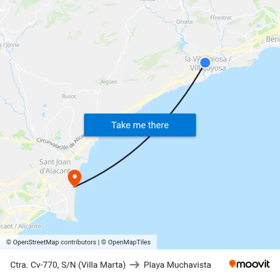Ctra. Cv-770, S/N (Villa Marta) to Playa Muchavista map