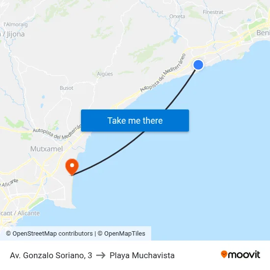 Av. Gonzalo Soriano, 3 to Playa Muchavista map