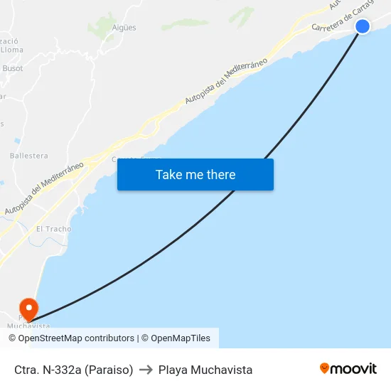 Ctra. N-332a (Paraiso) to Playa Muchavista map