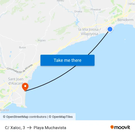 C/ Xaloc, 3 to Playa Muchavista map