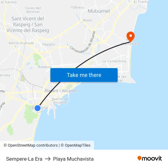 Sempere-La Era to Playa Muchavista map