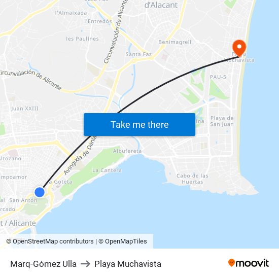 Marq-Gómez Ulla to Playa Muchavista map