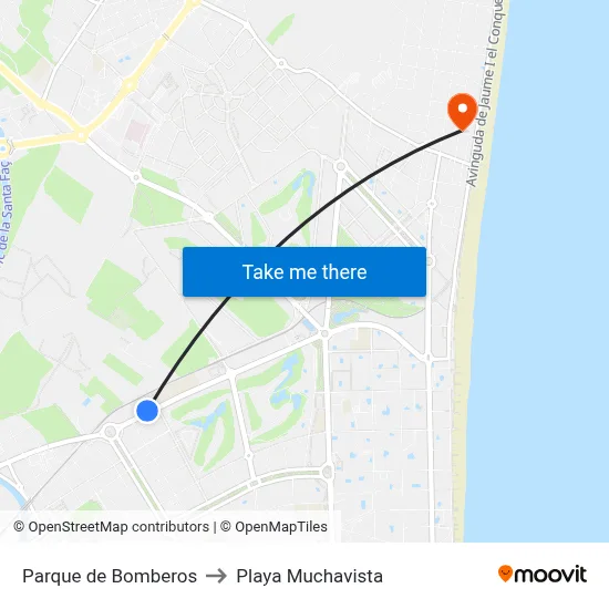 Parque de Bomberos to Playa Muchavista map