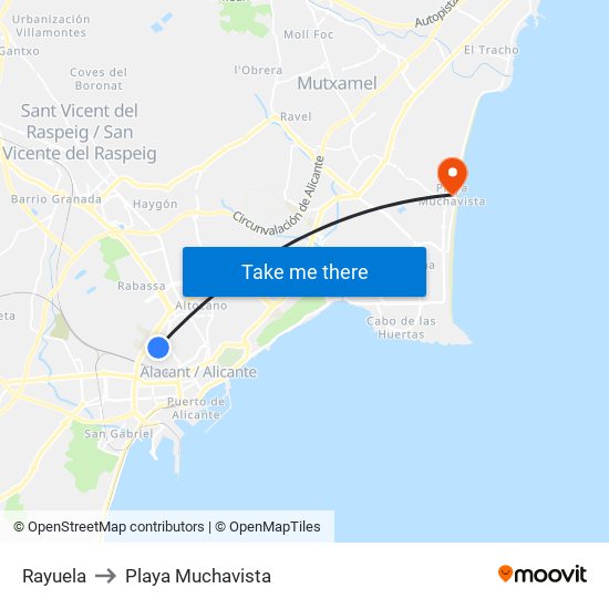 Rayuela to Playa Muchavista map