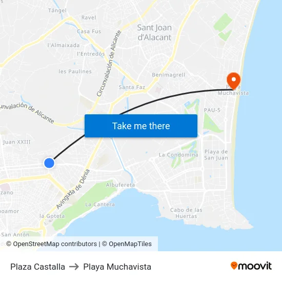 Plaza Castalla to Playa Muchavista map