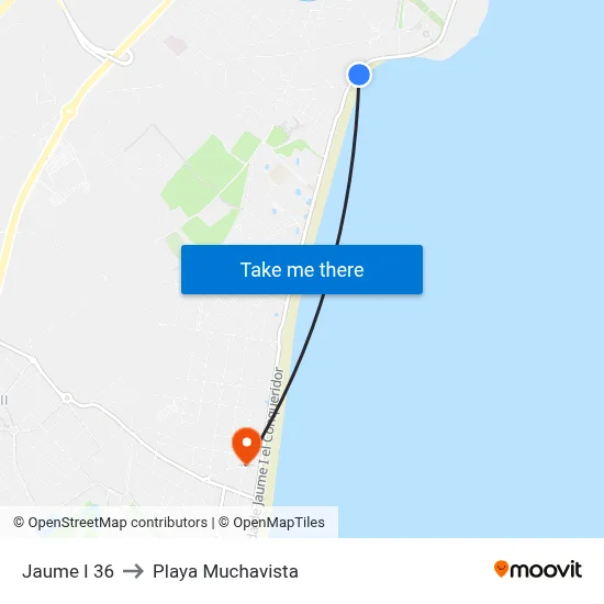 Jaume I 36 to Playa Muchavista map
