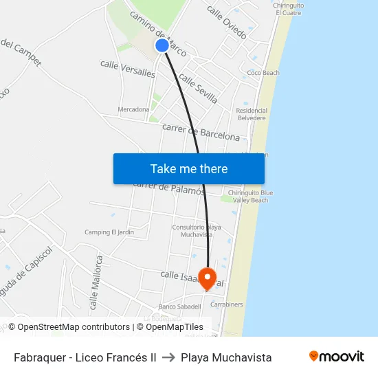 Fabraquer - Liceo Francés II to Playa Muchavista map