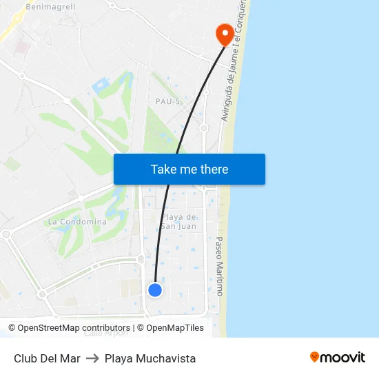 Club Del Mar to Playa Muchavista map