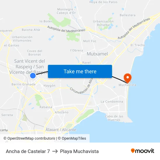 Ancha de Castelar 7 to Playa Muchavista map