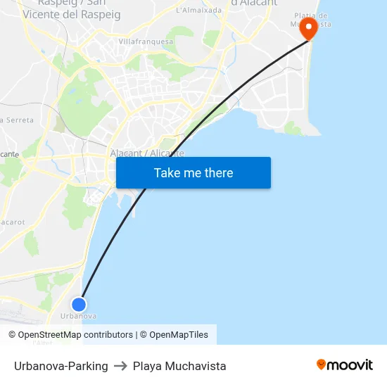 Urbanova-Parking to Playa Muchavista map