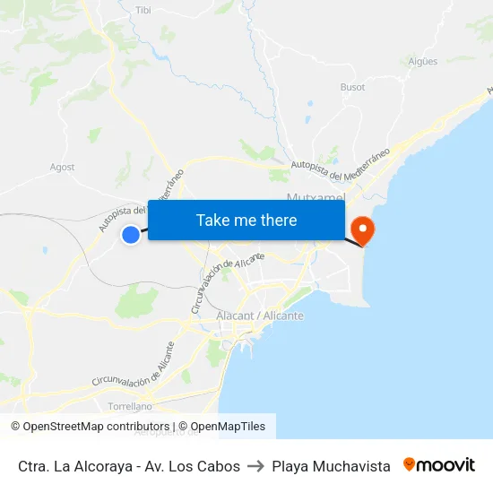 Ctra. La Alcoraya - Av. Los Cabos to Playa Muchavista map