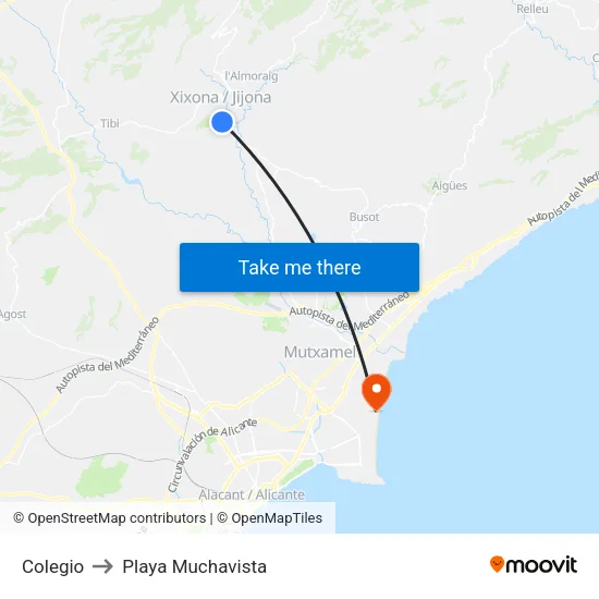 Colegio to Playa Muchavista map