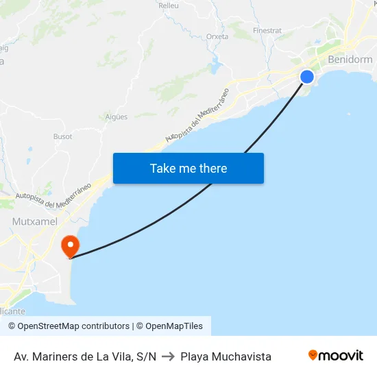Av. Mariners de La Vila, S/N to Playa Muchavista map