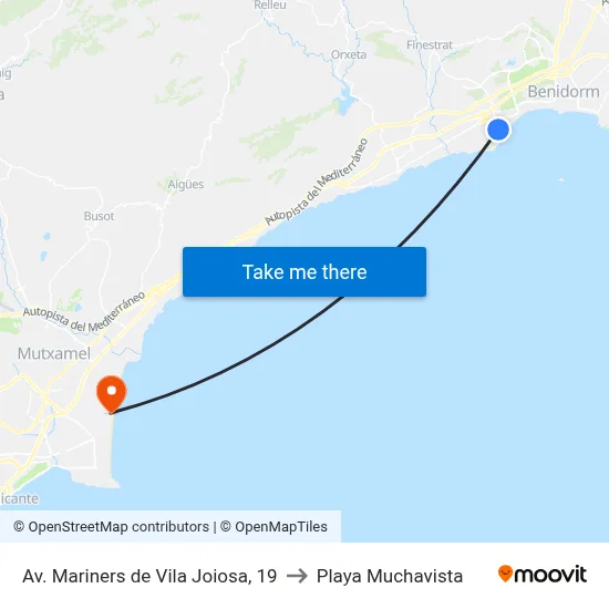 Av. Mariners de Vila Joiosa, 19 to Playa Muchavista map
