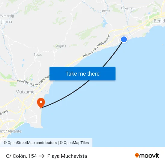 C/ Colón, 154 to Playa Muchavista map