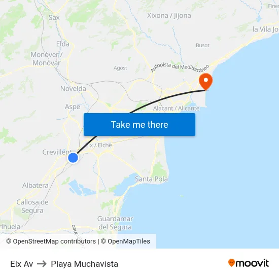 Elx Av to Playa Muchavista map