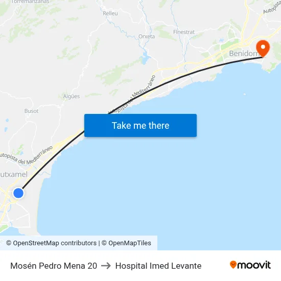 Mosén Pedro Mena 20 to Hospital Imed Levante map